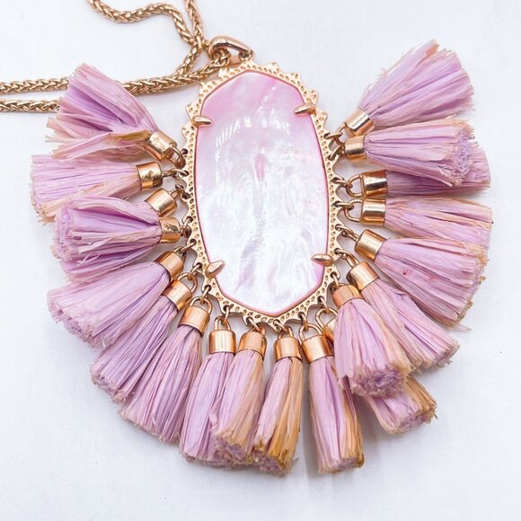 Kendra Scott Betsy Pink Shell Pendant Necklace With Lavender Tassels & Rose Gold - Picture 2 of 7